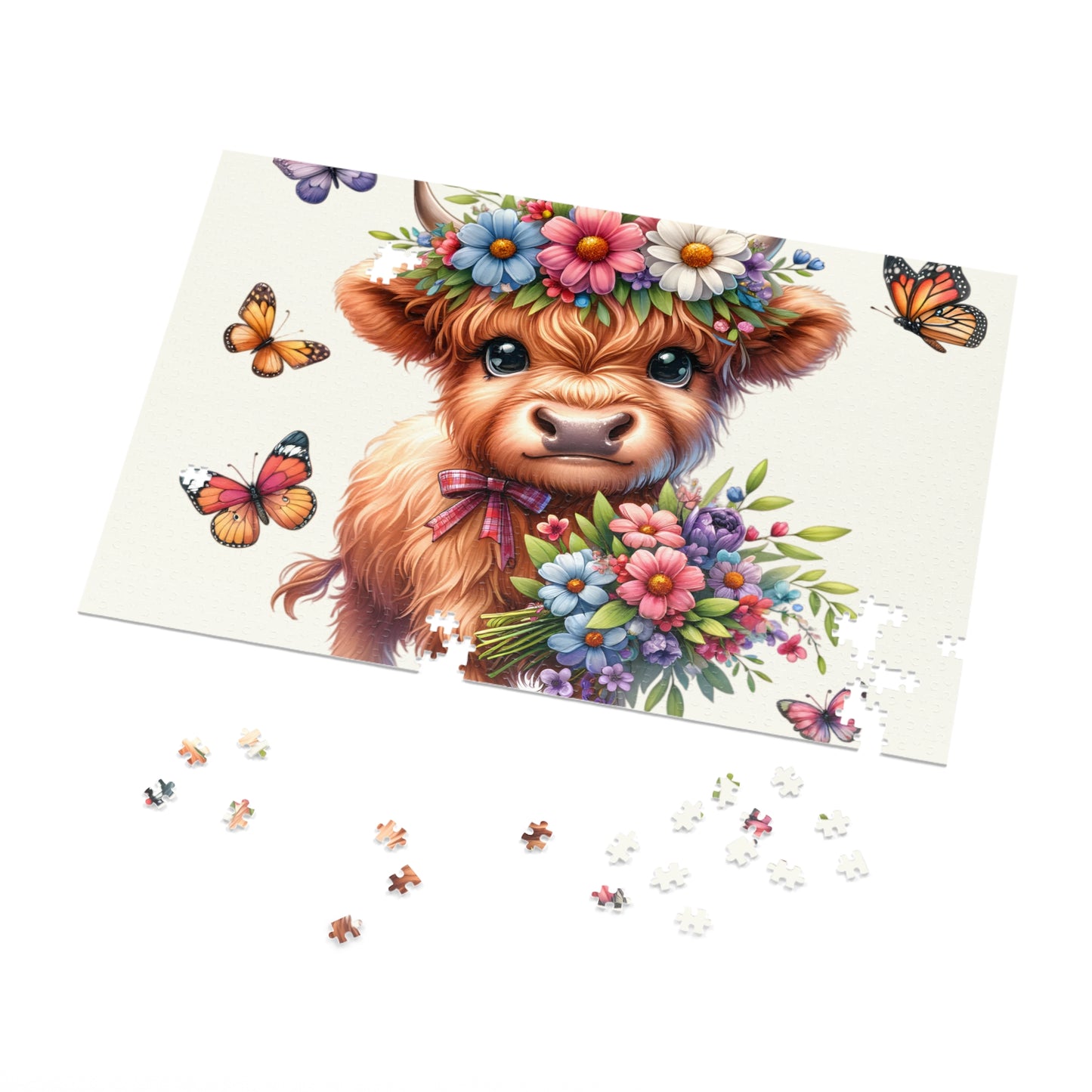 Jigsaw Puzzle, Highland Cow, Personalised/Non-Personalised (30, 110, 252, 500,1000-Piece)