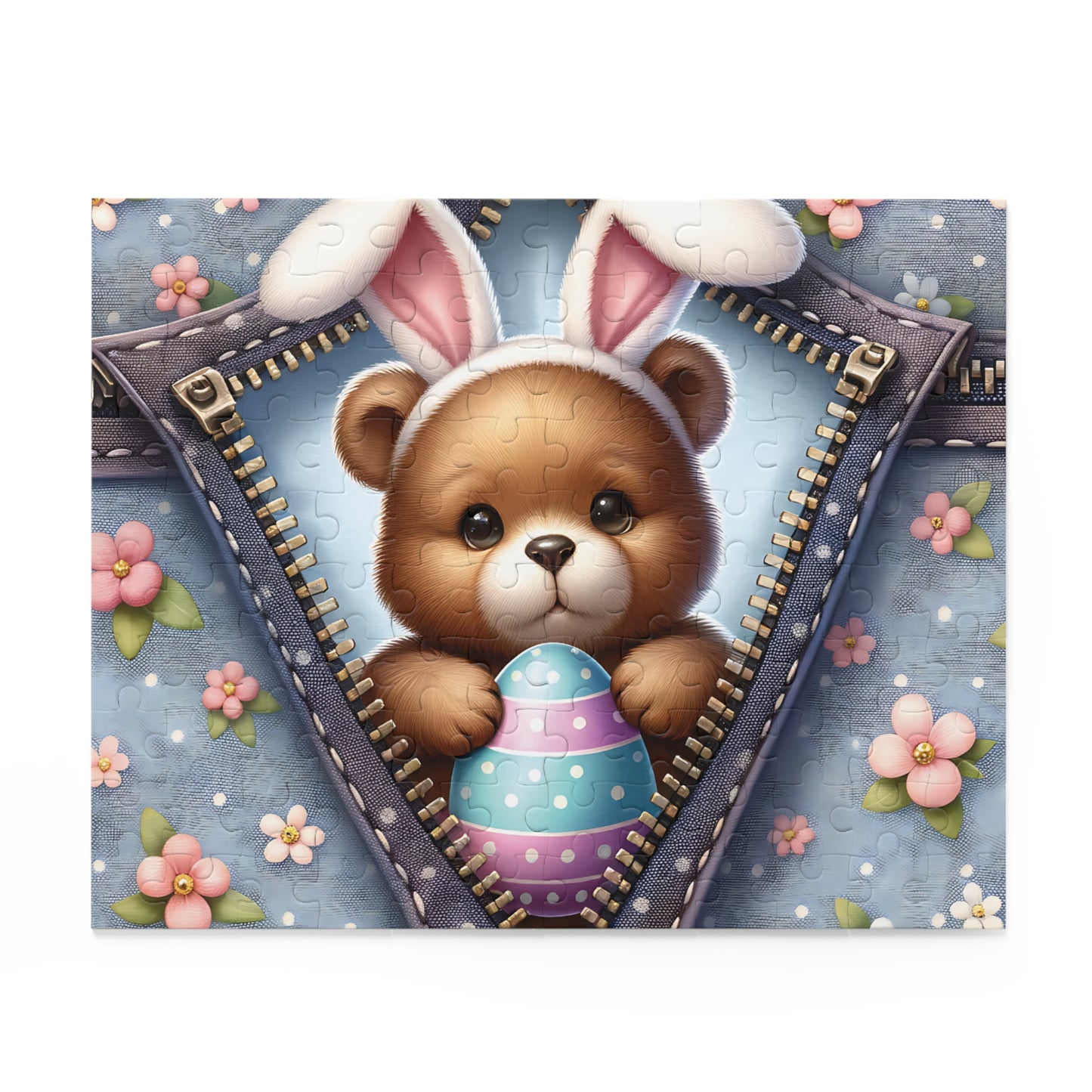 Personalised/Non-Personalised Puzzle, Easter, Bear with Bunny ears (120, 252, 500-Piece)