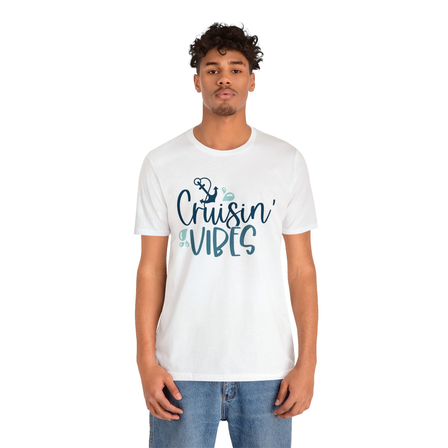 Unisex Cruise Vibes Jersey T-Shirt, Short Sleeve, Cruise TShirt, Cruisin'n Vibes 100% Cotton, Light Fabric 142 g/m²