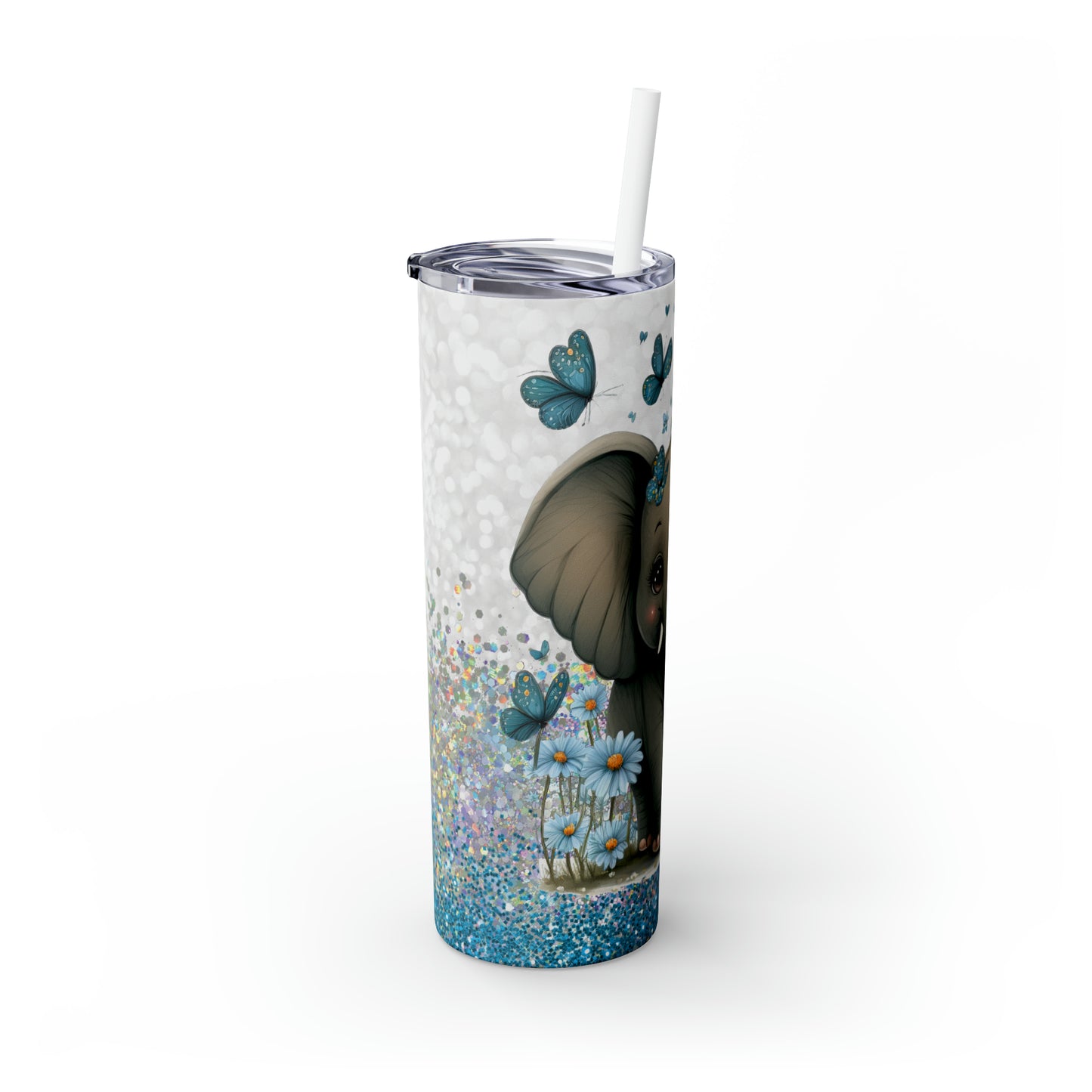 Skinny Tumbler with Straw, 20oz, Elephant, awd-224