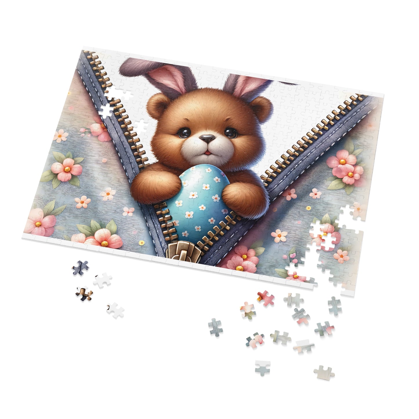 Jigsaw Puzzle, Easter, Bear with Bunny Ears, Personalised/Non-Personalised (30, 110, 252, 500,1000-Piece)