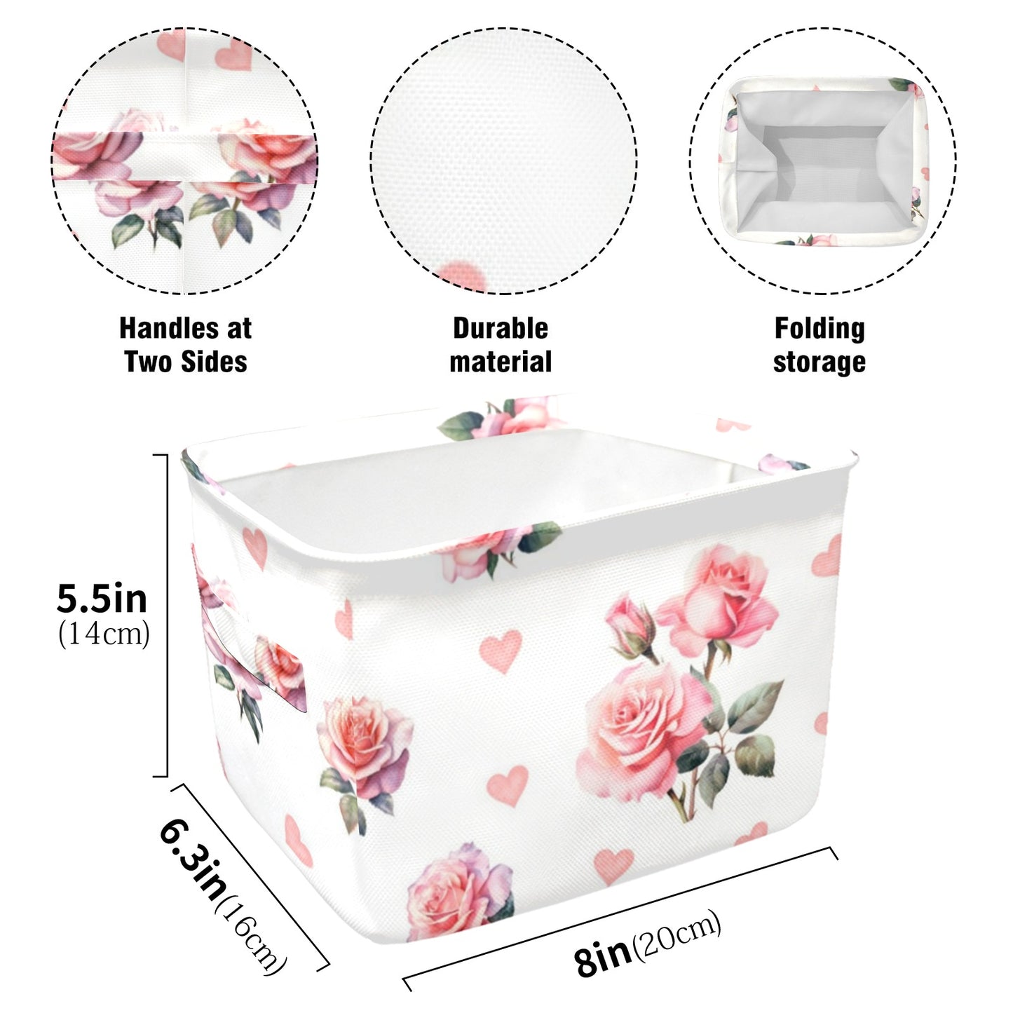 roses Fabric Storage Basket