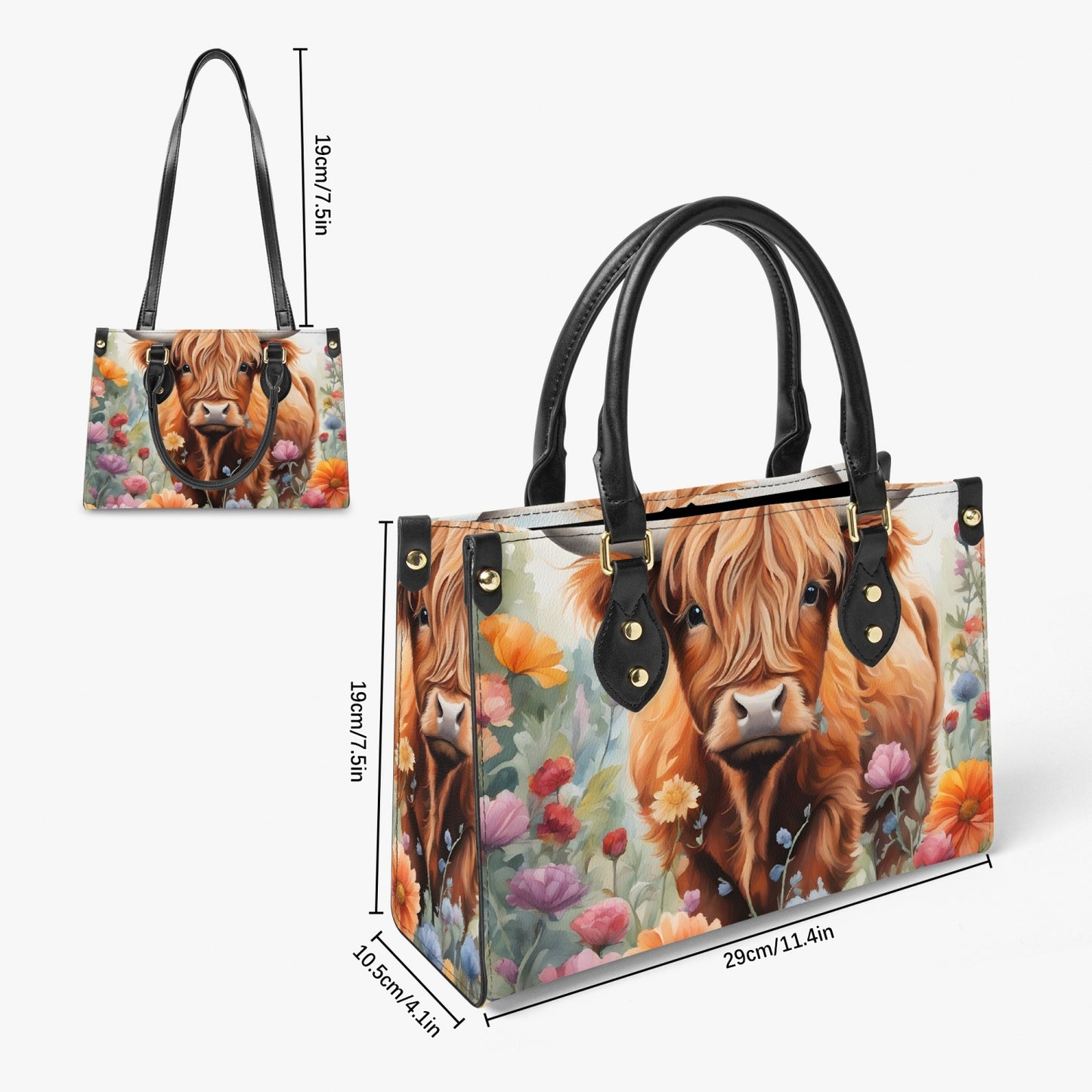 Women's Tote Bag - Long Strap - Highland Cow