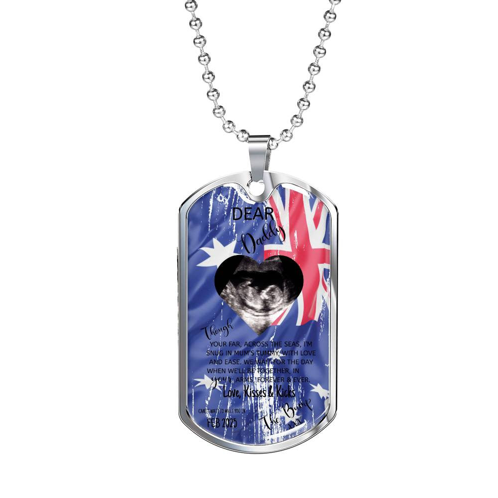 Dog Tag Personalised Dear Daddy Can't Wait to Meet you Pendant