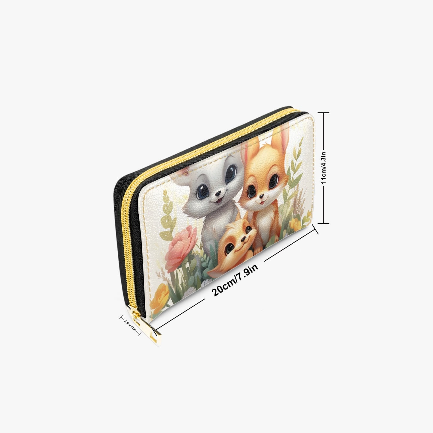 Long Type Zipper Purse - Fox Family