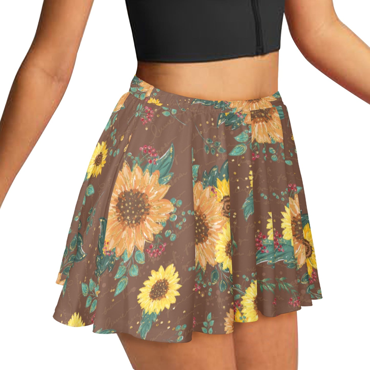 Skater Skirt Sunflowers Skater Skirt (Model D69)