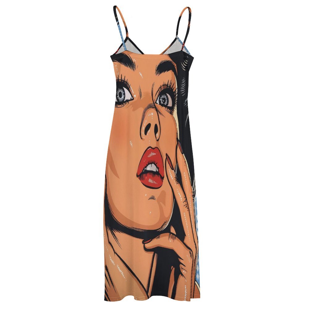 Pop Art Spaghetti Strap Ankle-Length Dress Long dress