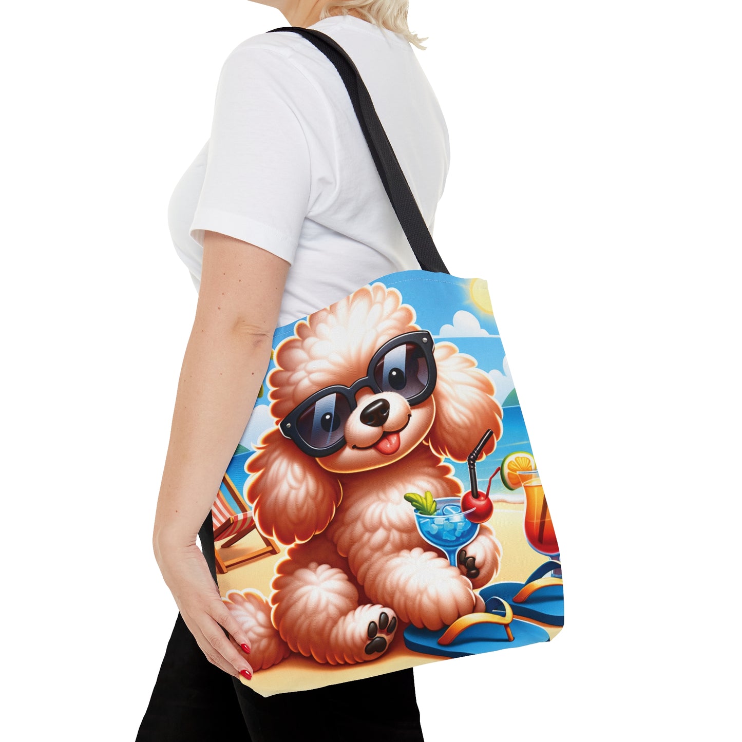 Tote Bag, Dog on Beach,Poodle, Tote bag, awd-1234