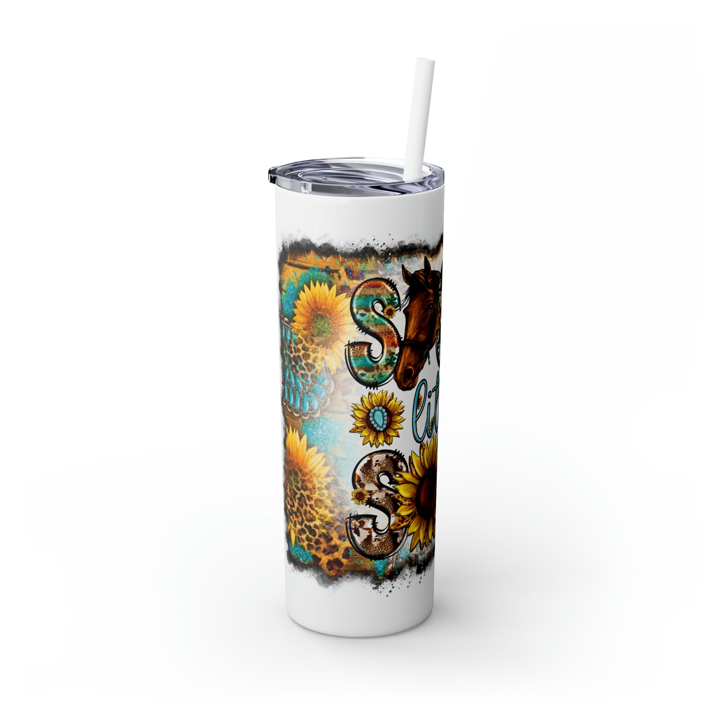 Skinny Tumbler with Straw, 20oz, Sunflowers, Western, Quote, Sassy Little Soul