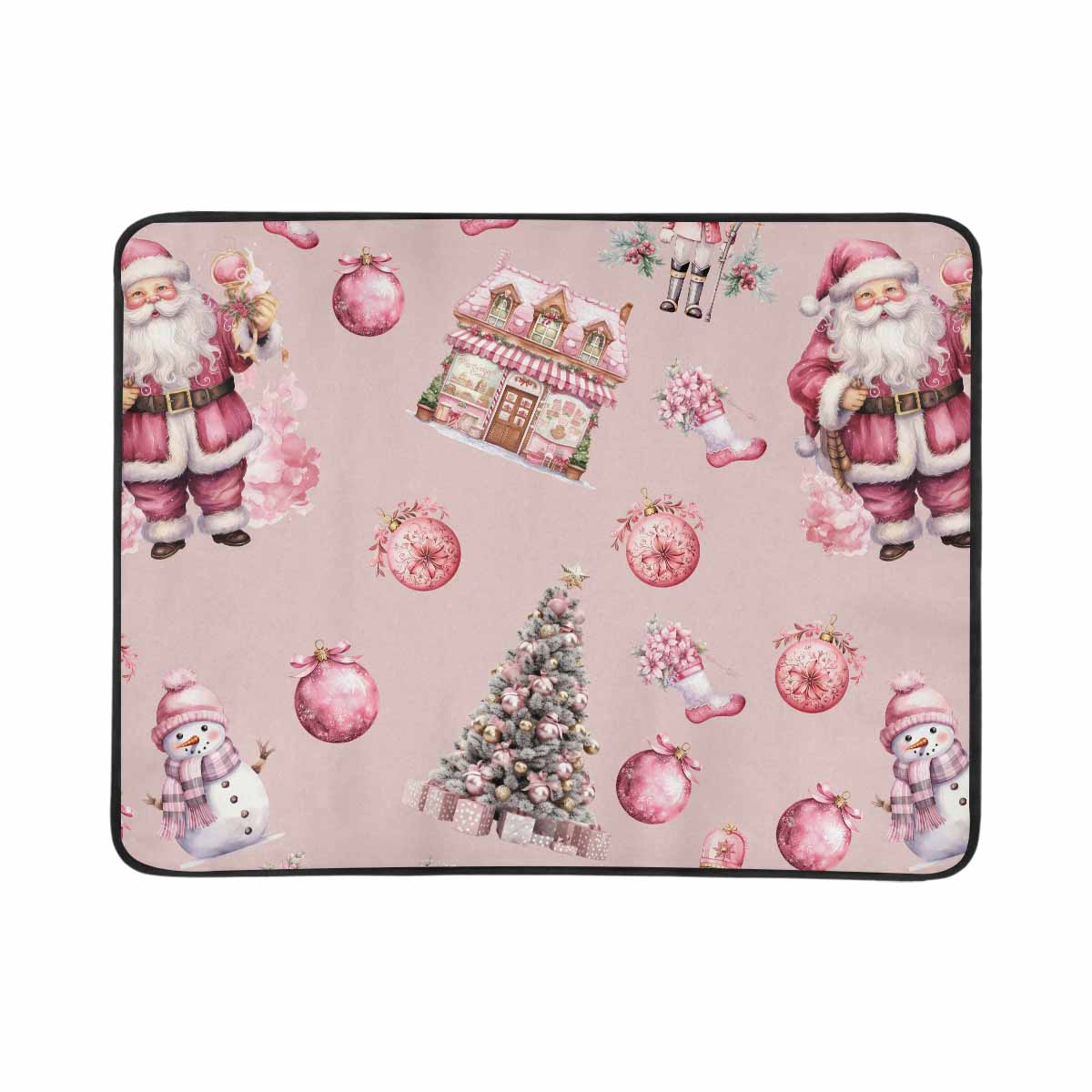 Pink Chirstmas Santa  Beach Mats 78"x 60"