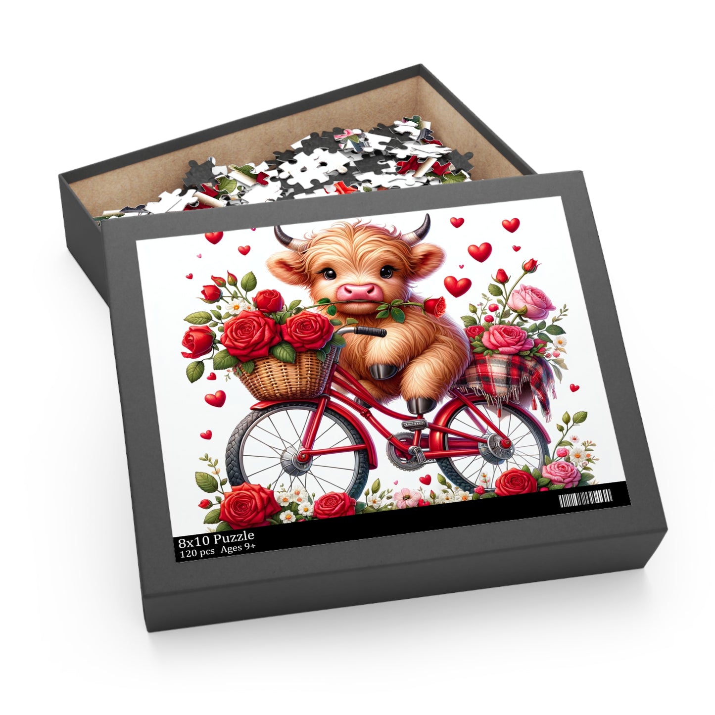 Puzzle, Highland Cow on Bike  (120, 252, 500-Piece) awd-611