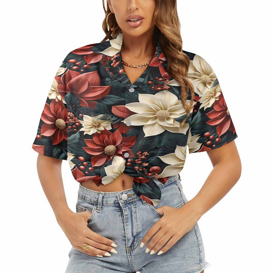 Red Poinsettia Women's Hawaiian Shirt
