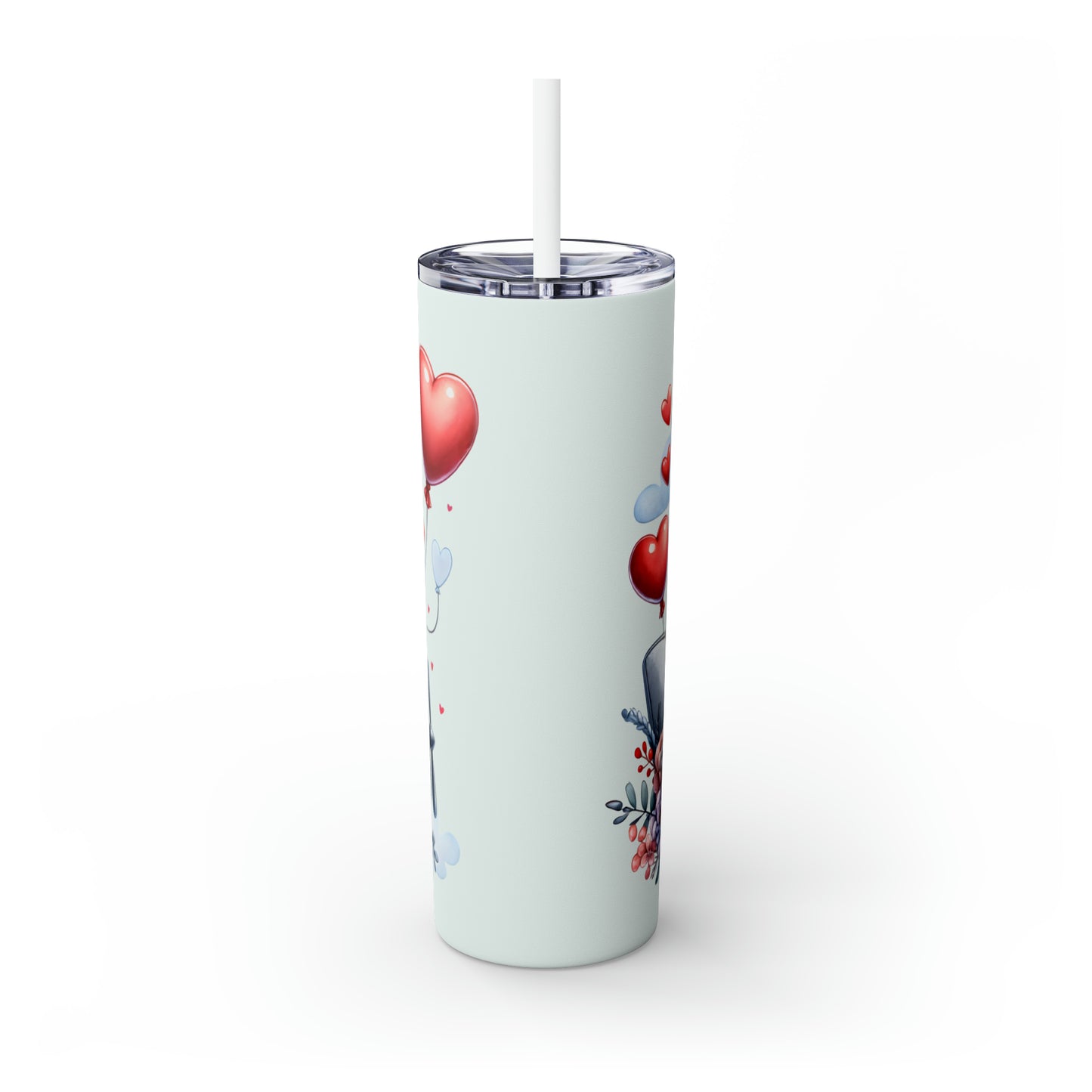 Skinny Tumbler with Straw, 20oz Zebra Flying Plane