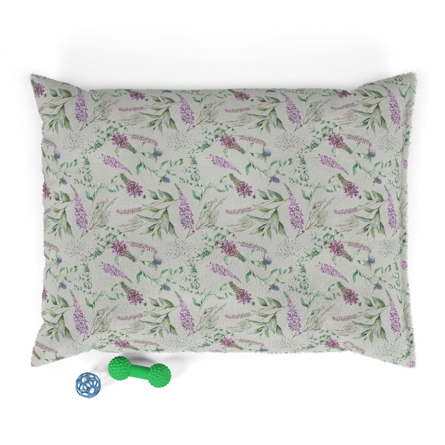 Luxury Pet Bed, feather soft fleece Light Green Scottish Flowers