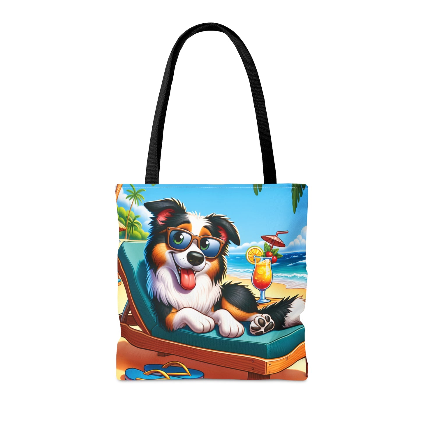 Tote Bag, Dog on Beach, Border Collie, Tote bag,  awd-1102