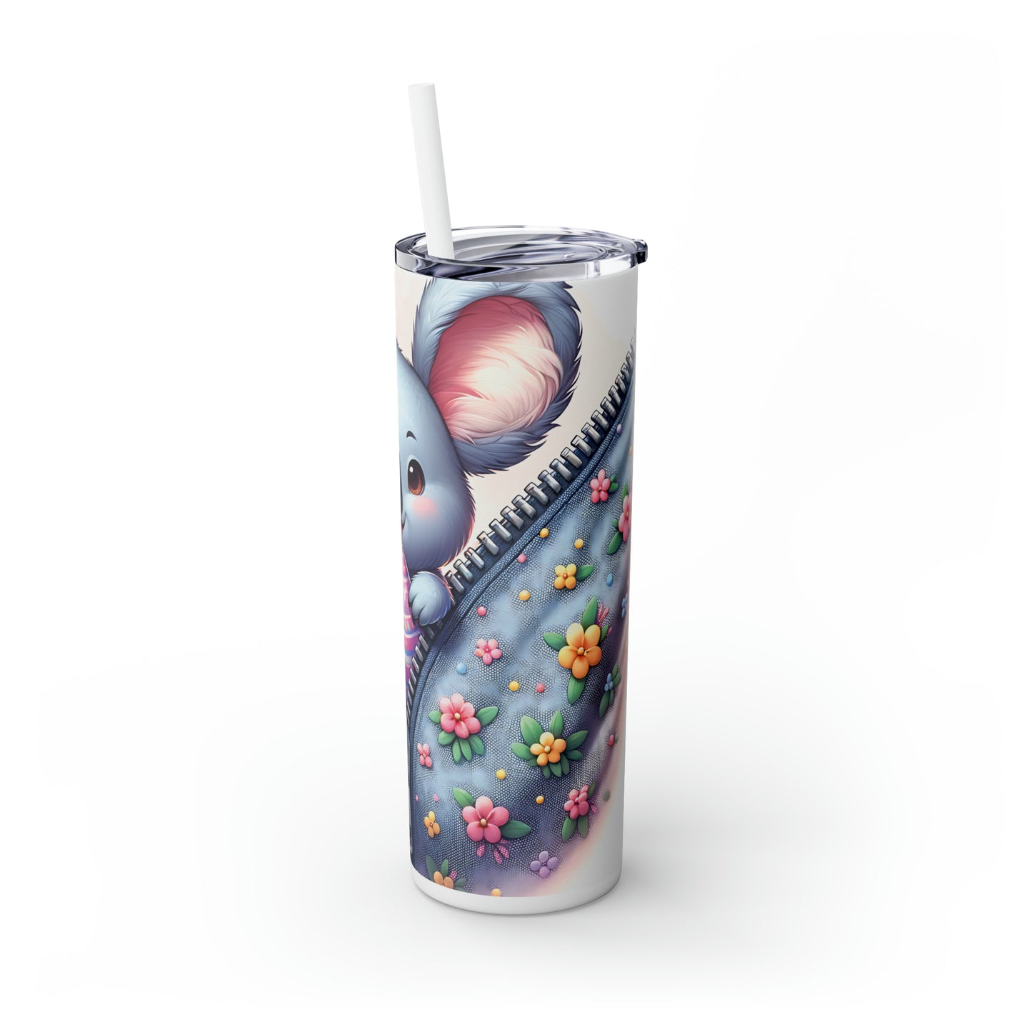 Skinny Tumbler with Straw, 20oz, Easter, Koala, awd-1304