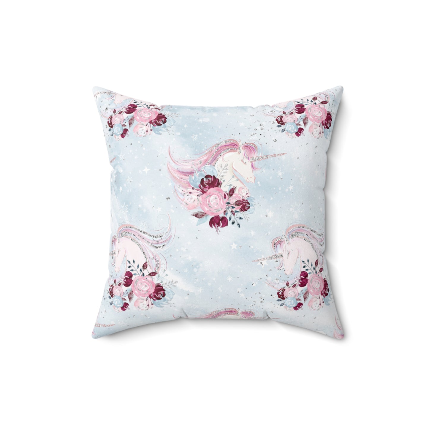 Spun Polyester Square Pillow, Unicorn Cushion