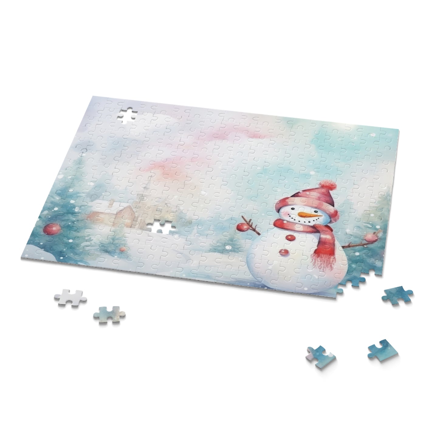 Personalised/Non-Personalised Puzzle, Christmas Snowman (120, 252, 500-Piece)