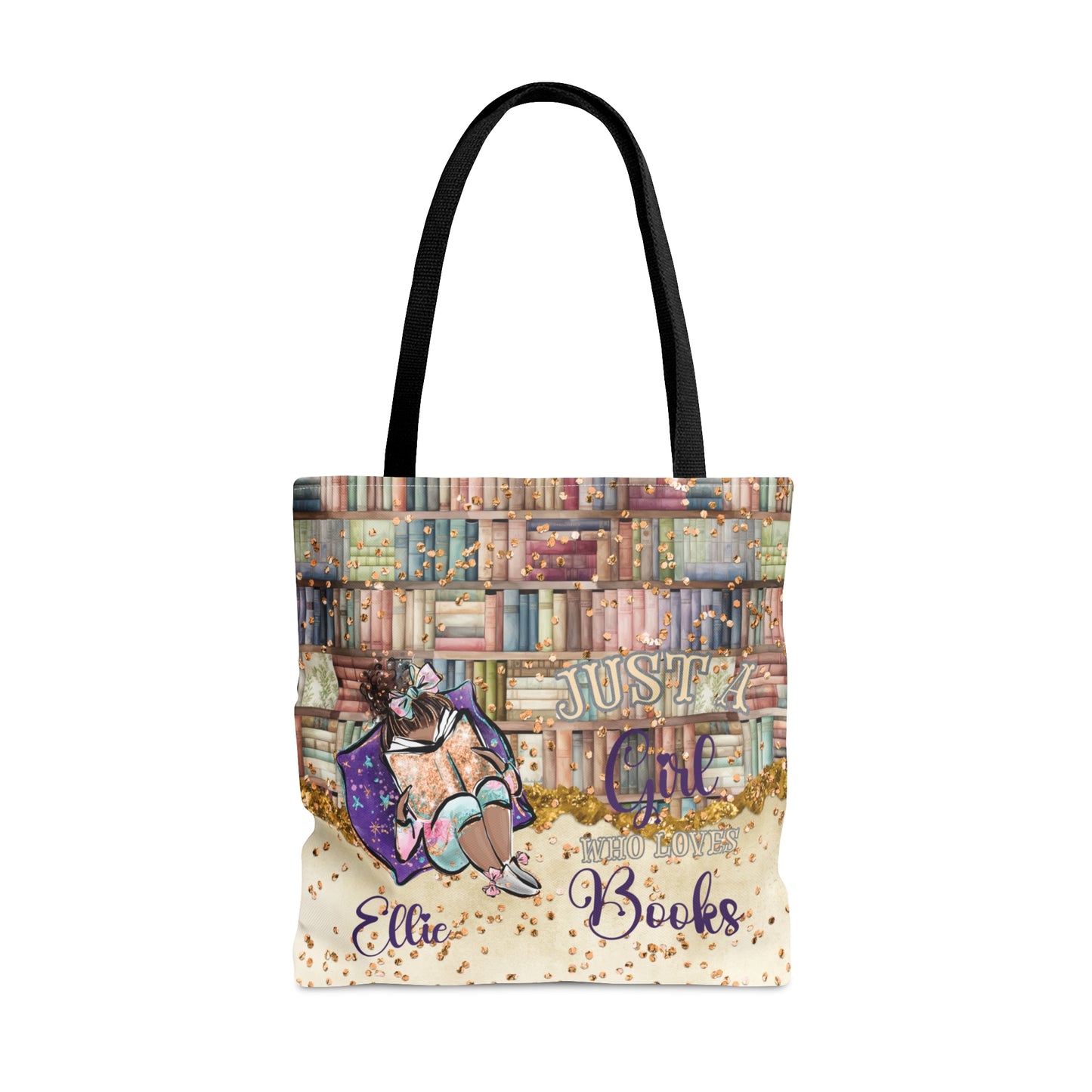 Personalised Tote Bag, Just A Girl Who Loves Books, Dark Skin, Tote bag