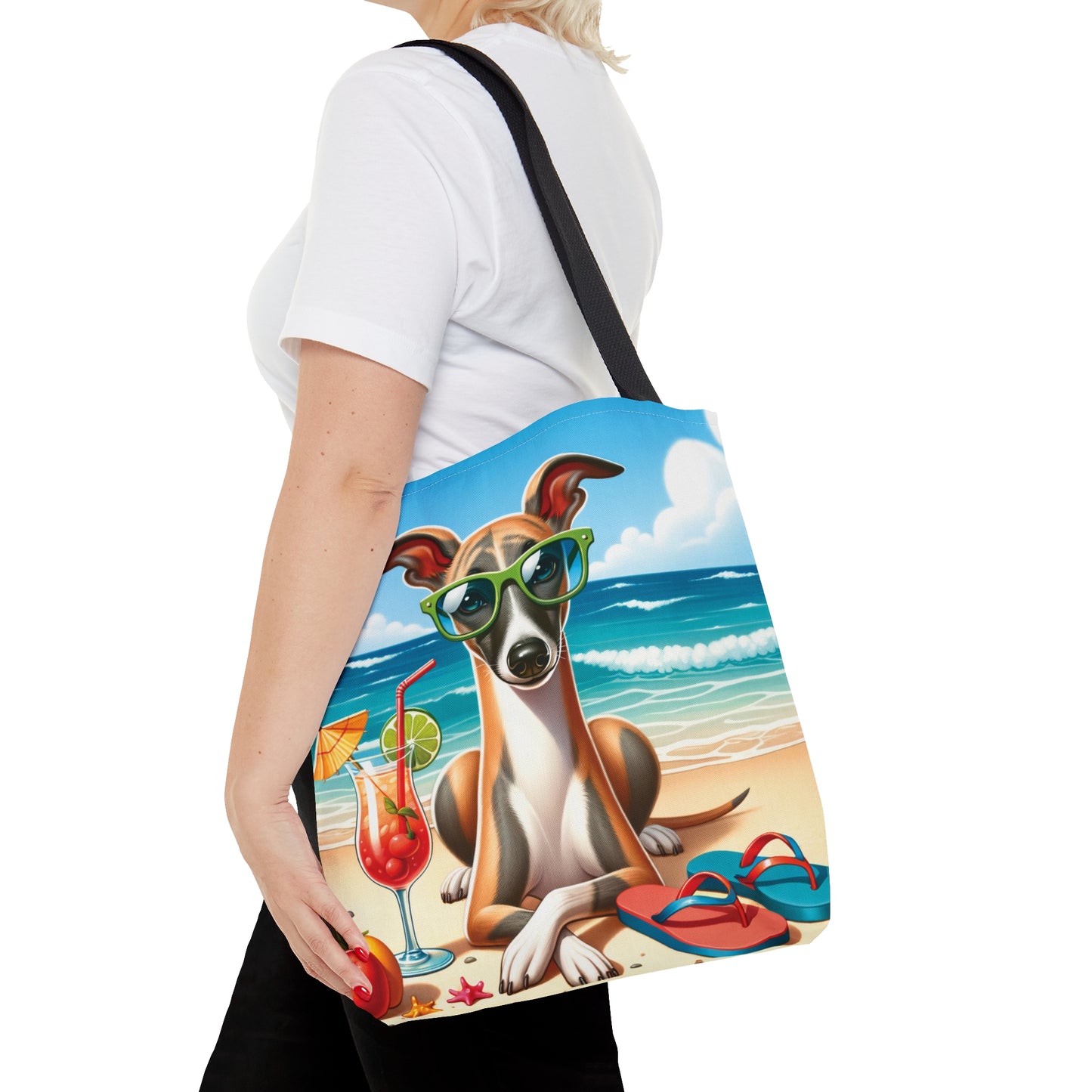 Tote Bag, Dog on Beach, Whippet, Tote bag,  awd-1252