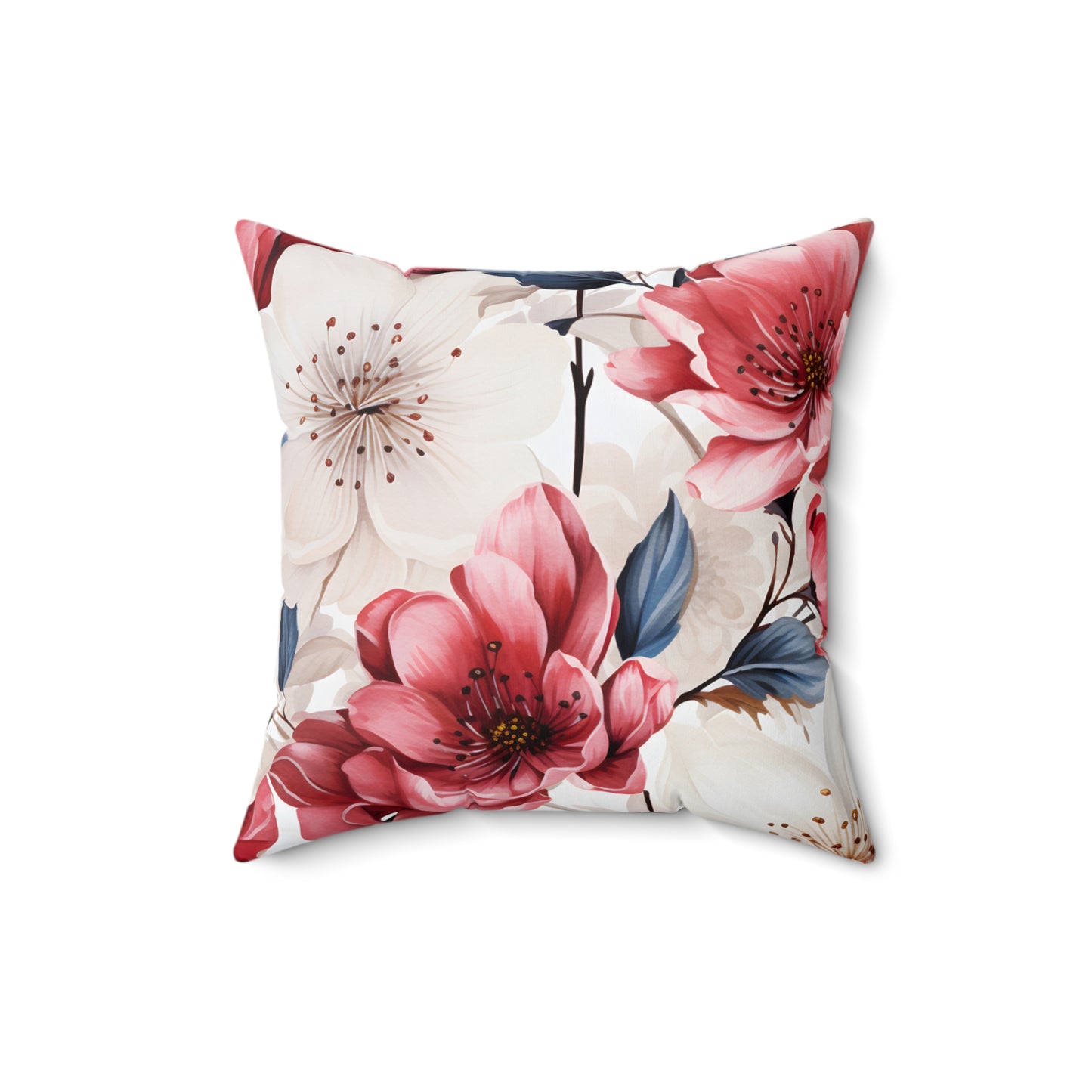 Spun Polyester Square Pillow, Floral Cushion