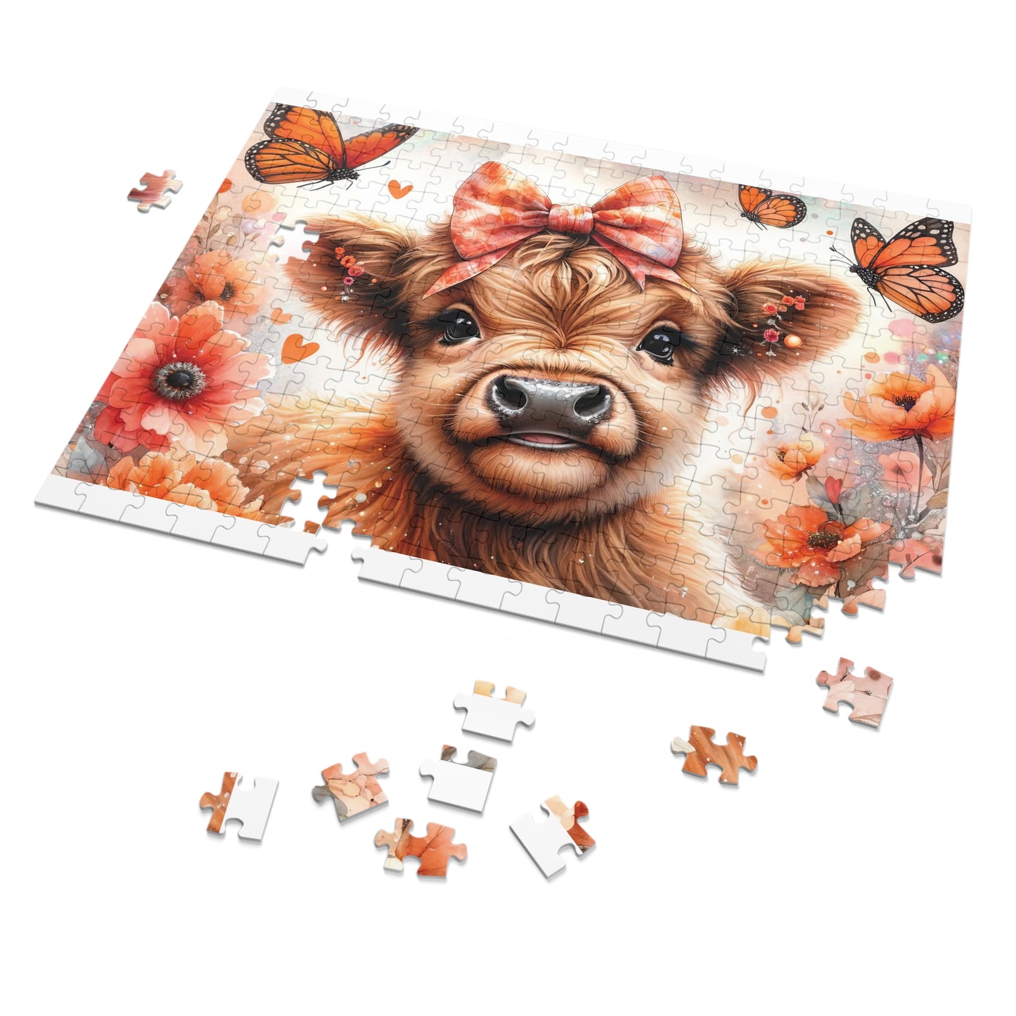 Jigsaw Puzzle, Highland Cow, Personalised/Non-Personalised (30, 110, 252, 500,1000-Piece)