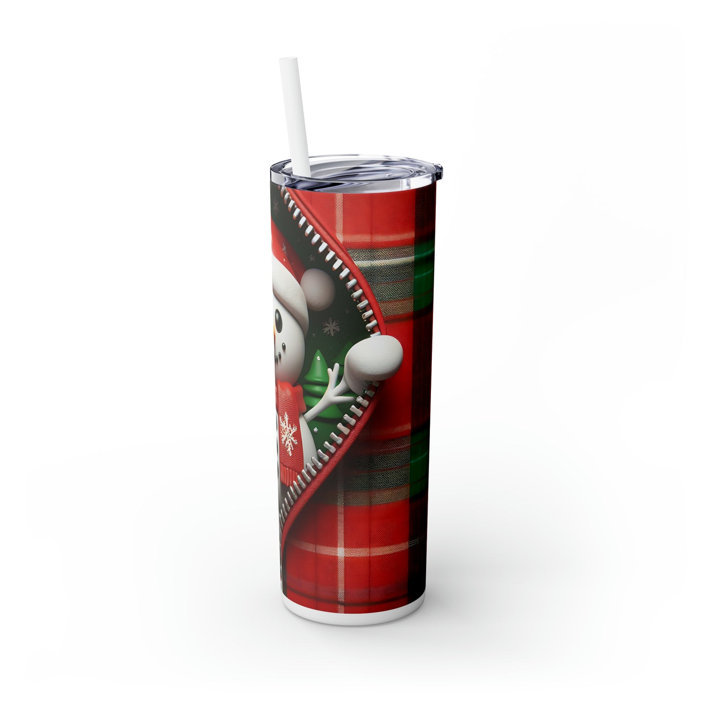 Skinny Tumbler with Straw, 20oz, Snowman