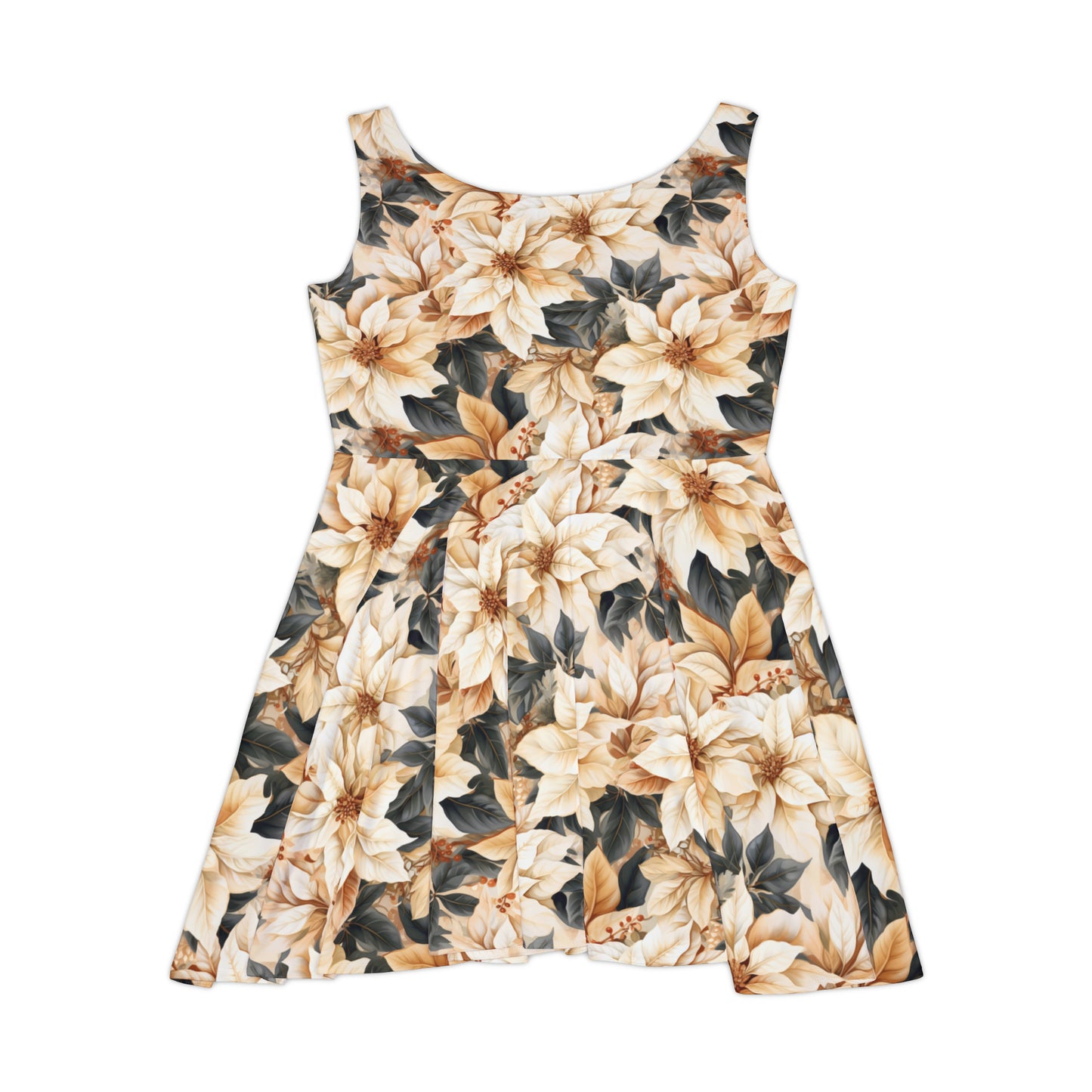 Women's Skater Dress, Cream Poinsettia