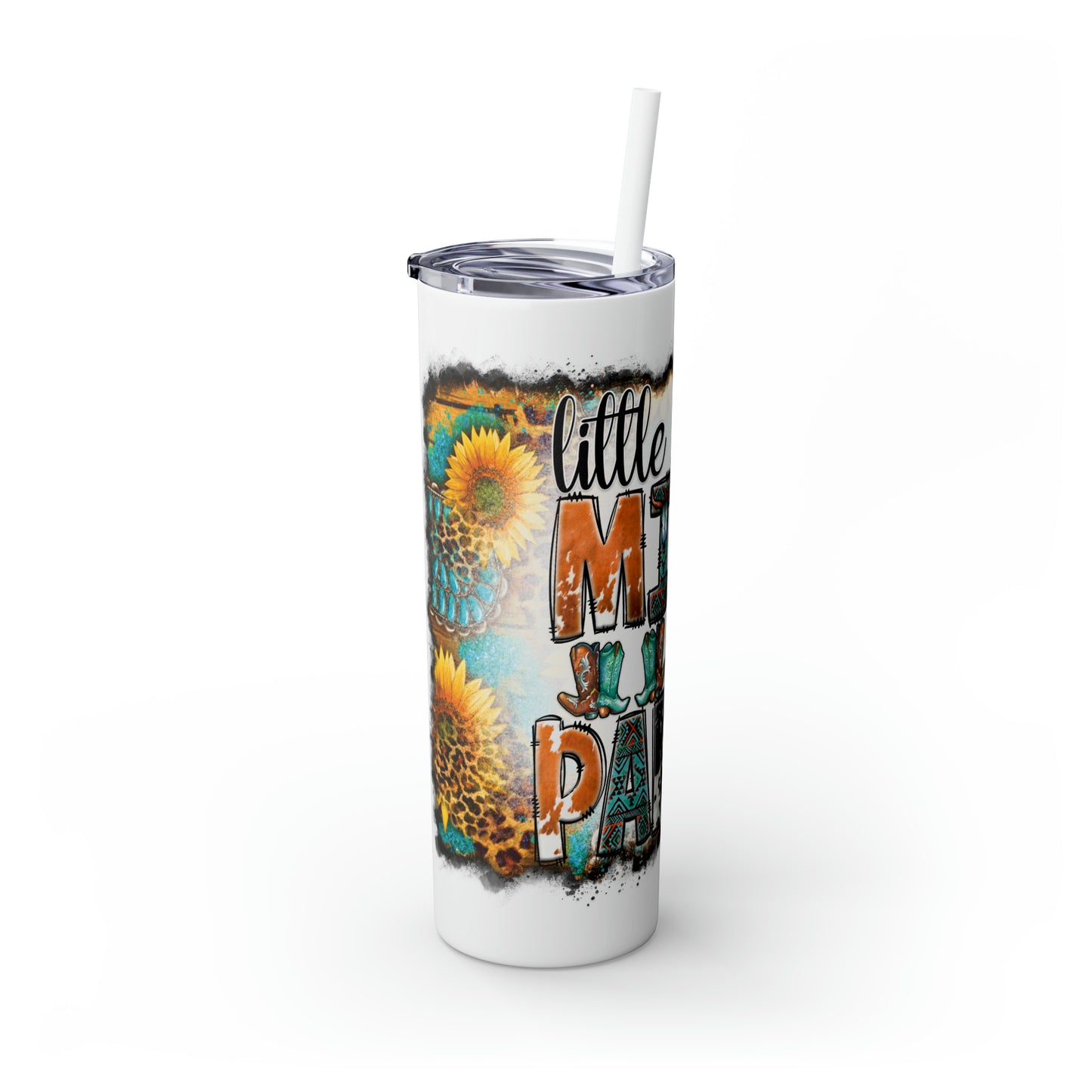 Skinny Tumbler with Straw, 20oz, Sunflowers, Western, Quote, Little Miss Sassy Pants