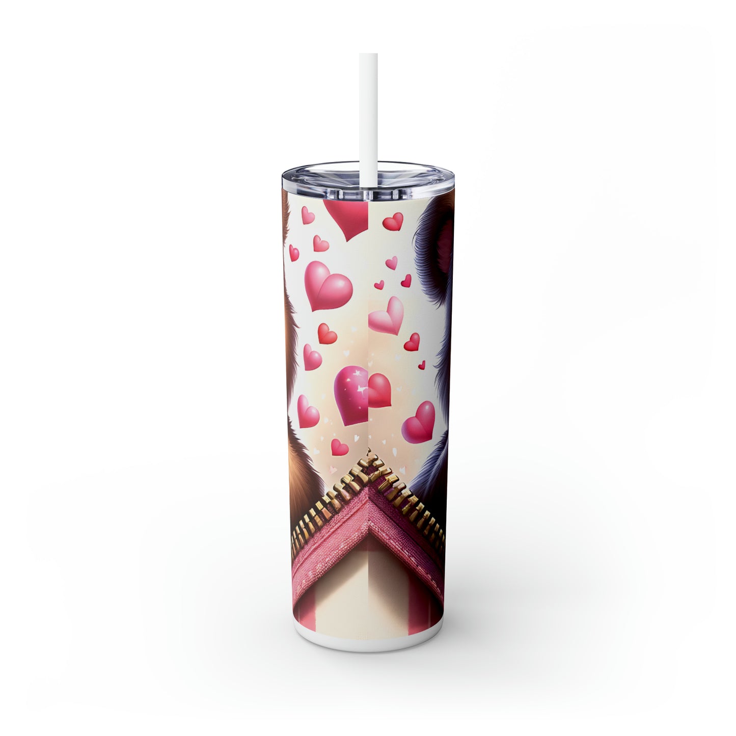 Skinny Tumbler with Straw, 20oz, Bear, Valentines Day, awd-808