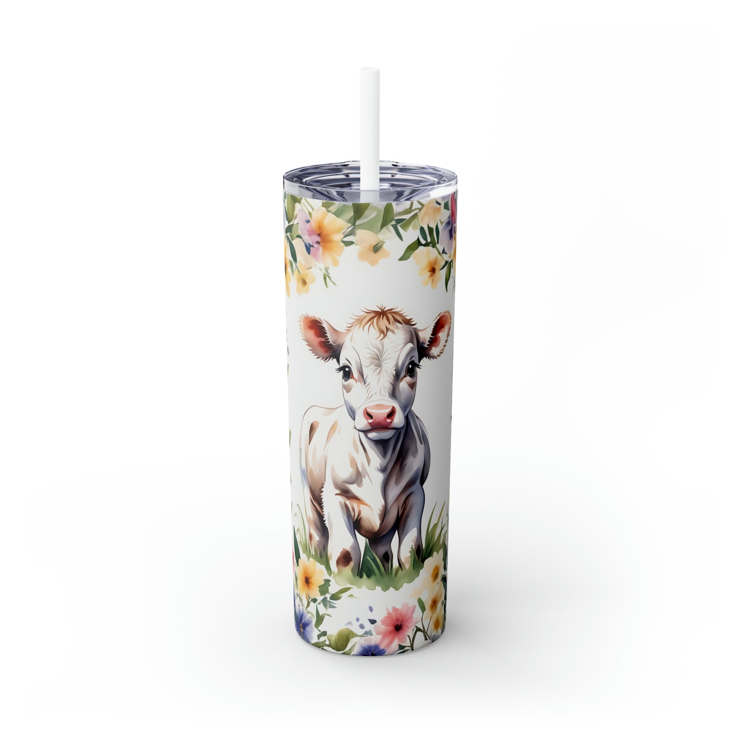 Skinny Tumbler with Straw, 20oz Cow