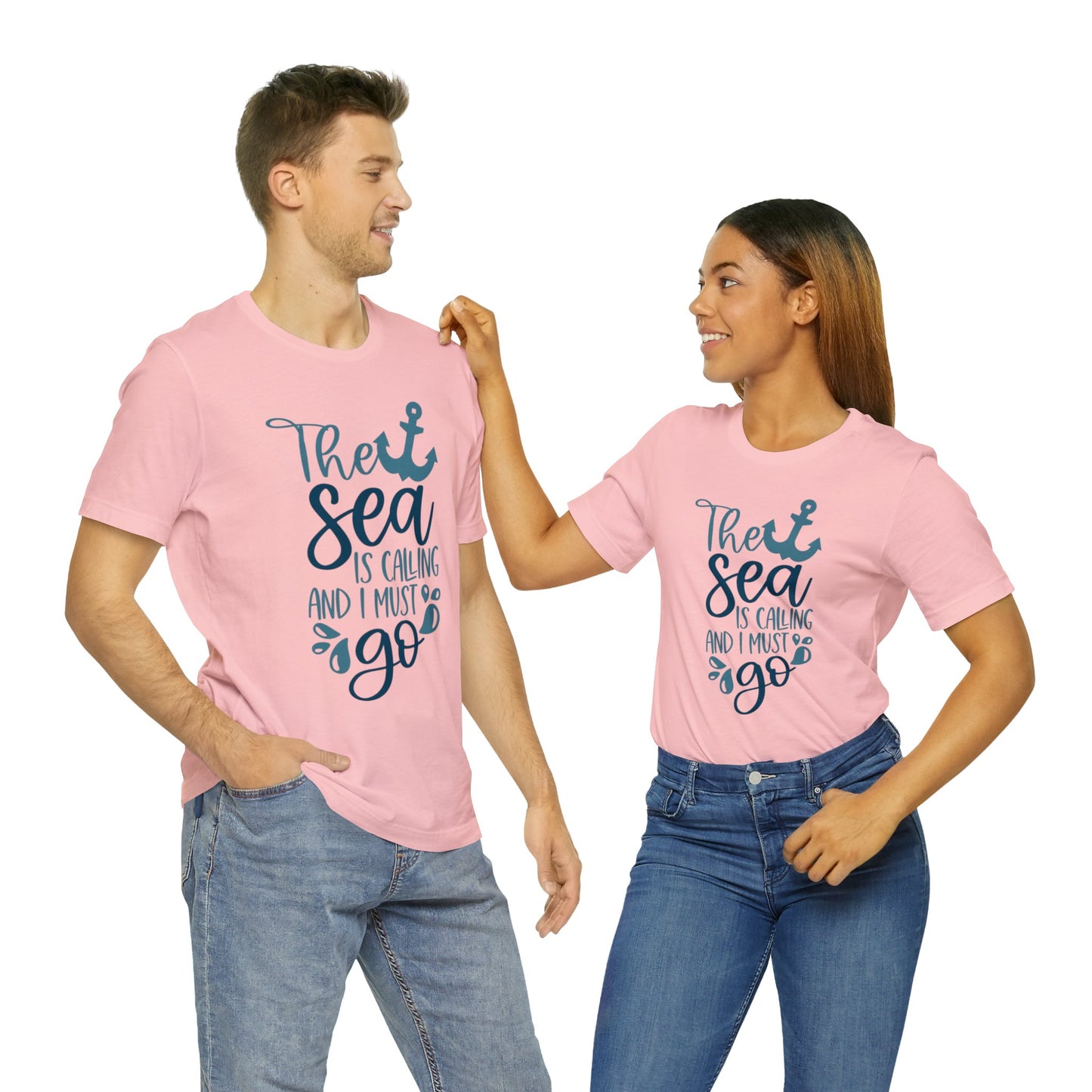 Unisex Jersey Short Sleeve Tee, Cruise Tee, The Sea is Calling, 100% Cotton, Light Fabric 142 g/m²