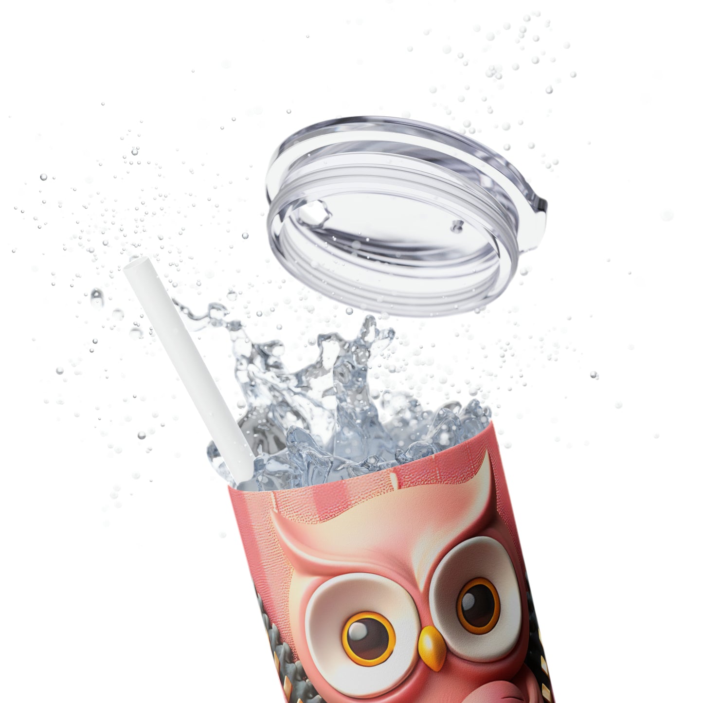 Skinny Tumbler with Straw, 20oz, Owl, Valentines Day