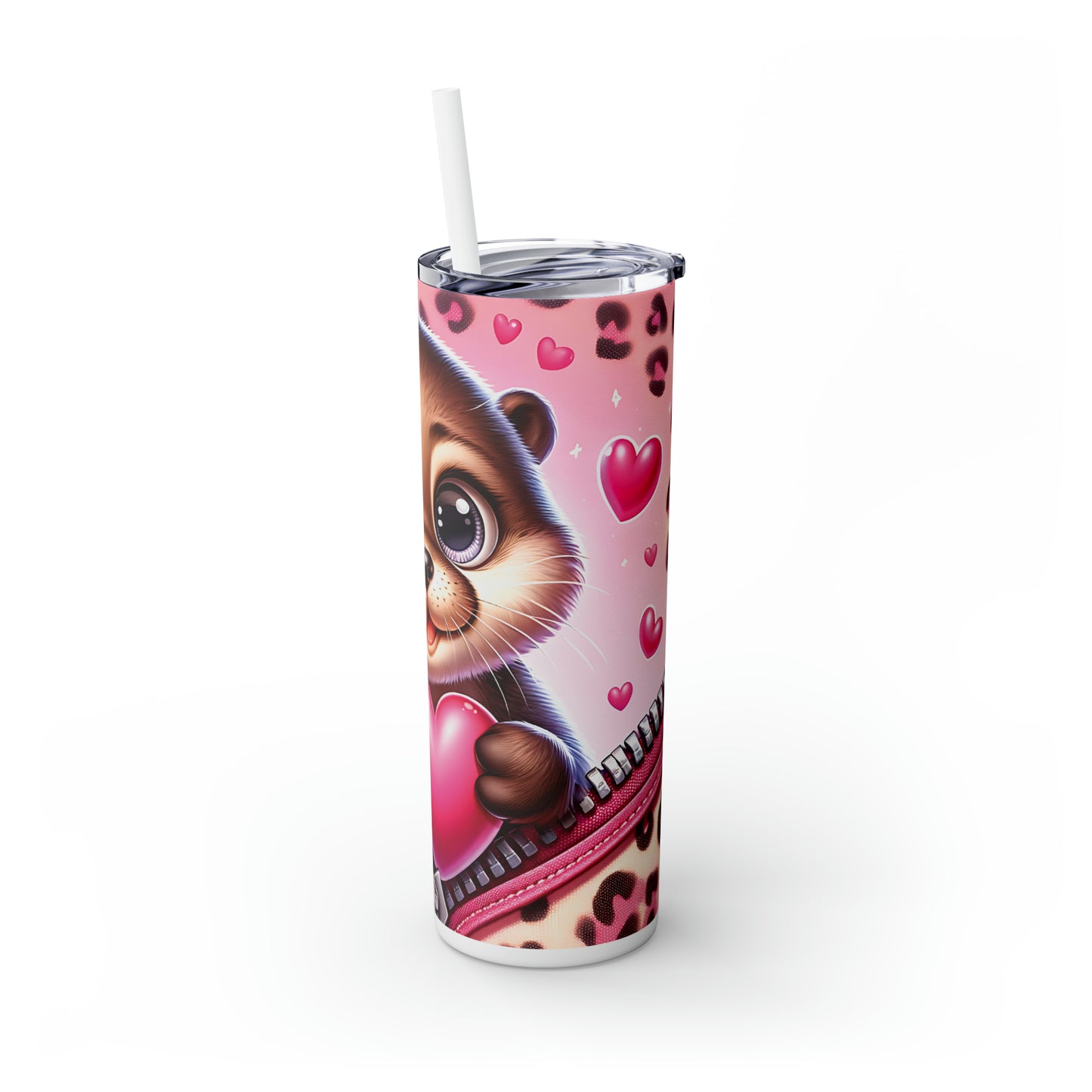 Skinny Tumbler with Straw, 20oz, Otter, Valentines Day