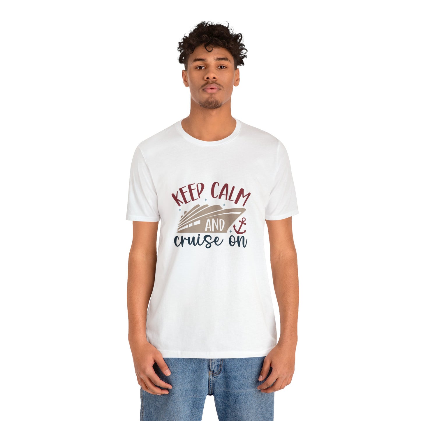 Unisex Adults Jersey Short Sleeve Tee, Cruise Tee, Keep Calm and Cruise On, 100% Cotton, Light Fabric 142 g/m²