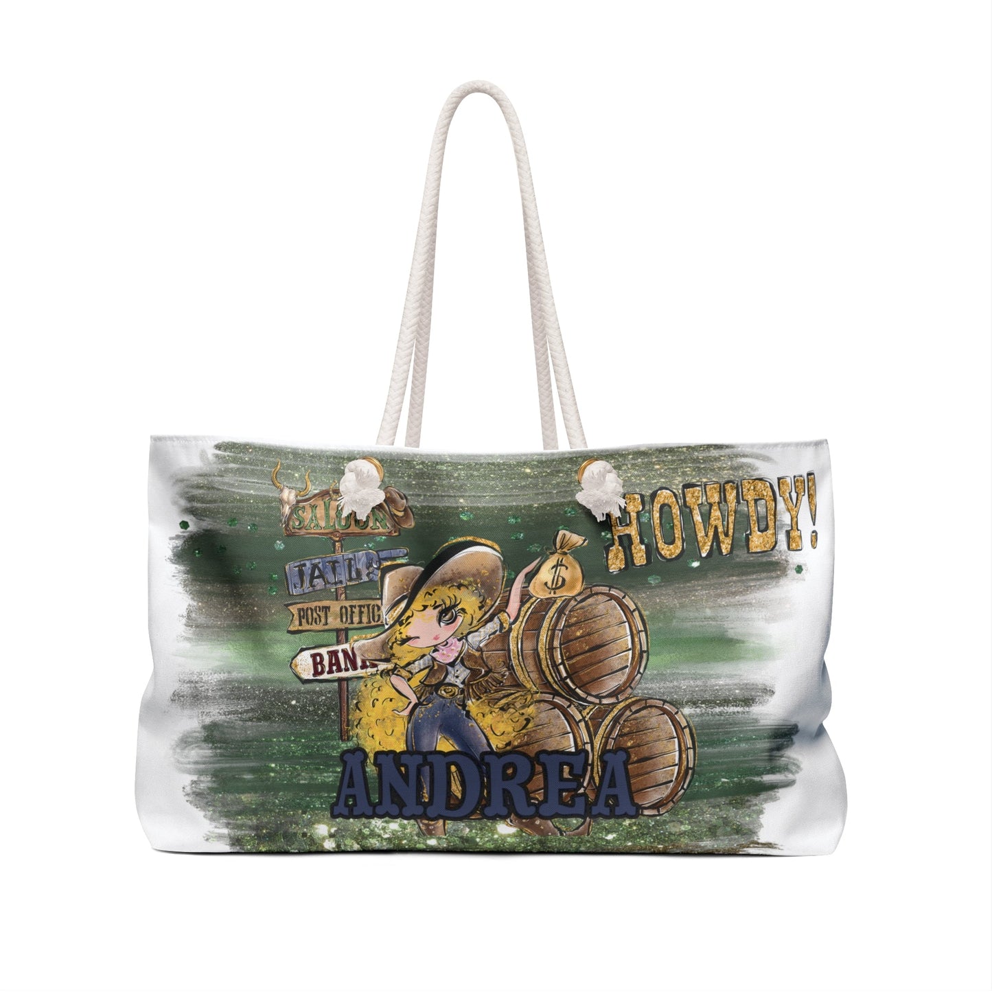 Personalised Weekender Bag, Howdy, Large Weekender Bag, Beach Bag, Book Bag