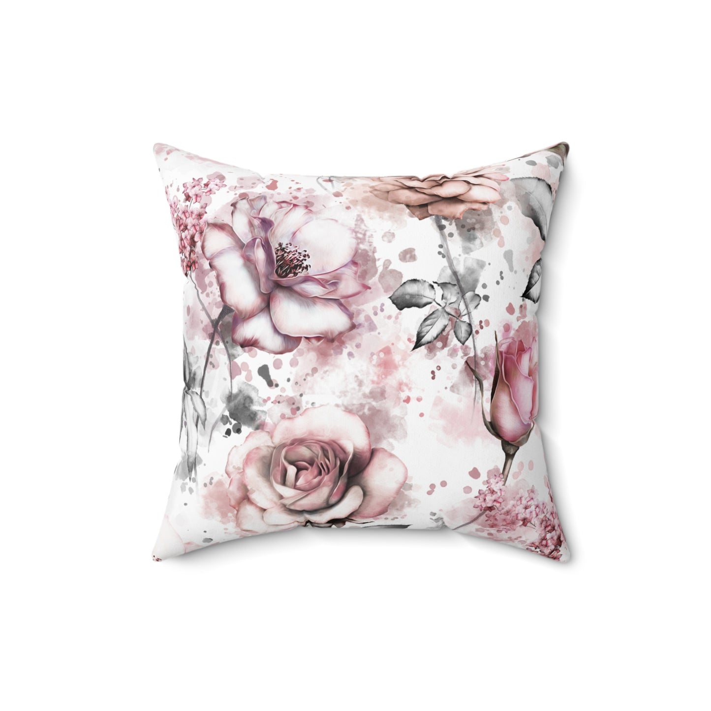 Spun Polyester Square Pillow, Floral Cushion