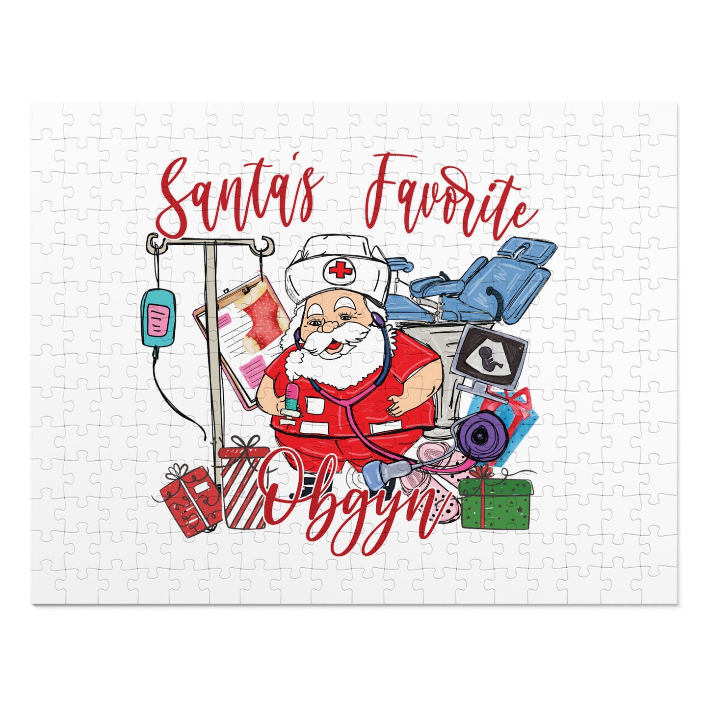 Puzzle, Santa's Favorite Obgyn, Personalised/Non-Personalised (30, 110, 252, 500,1000-Piece)