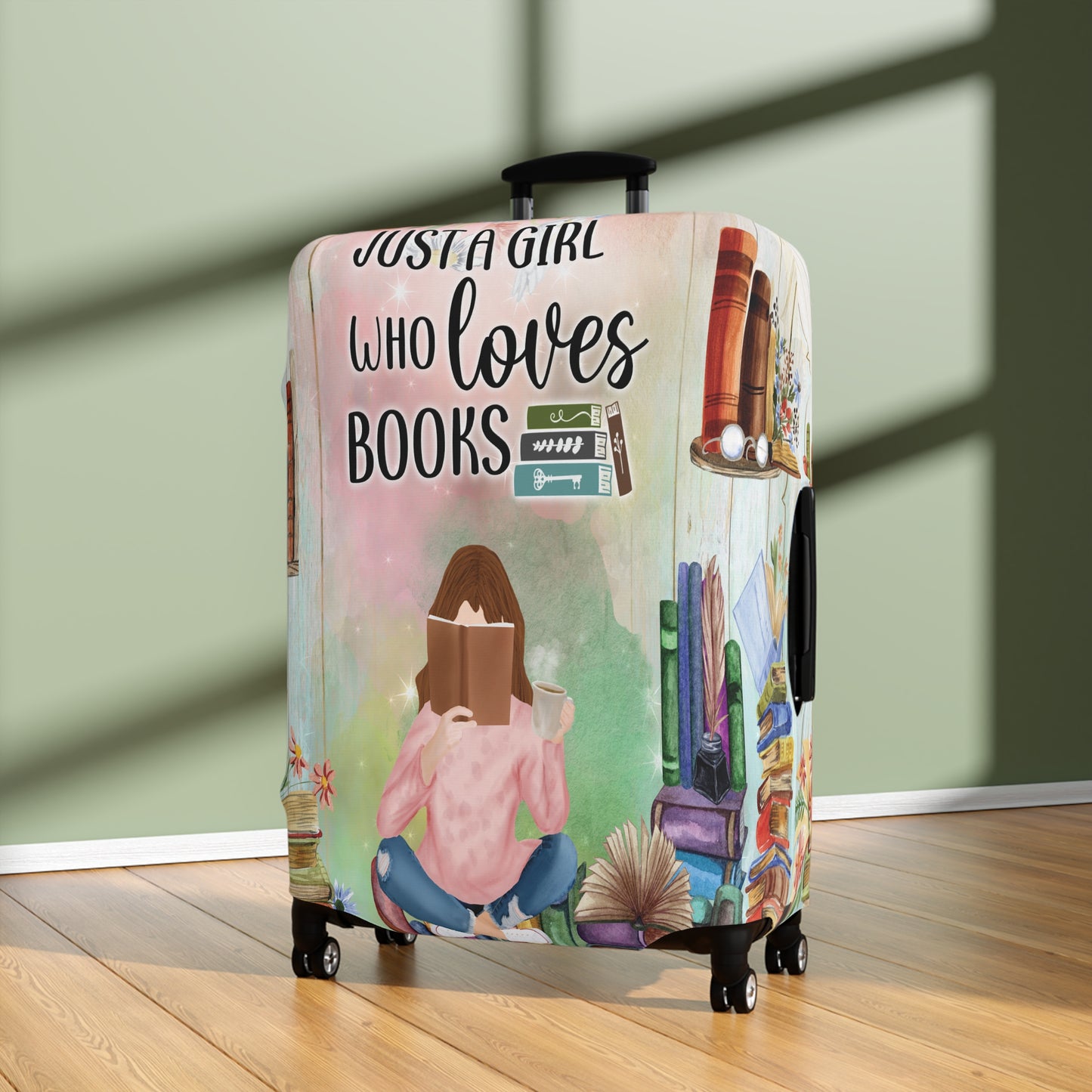 Luggage Cover, Just a Girl who Loves Books, awd-022