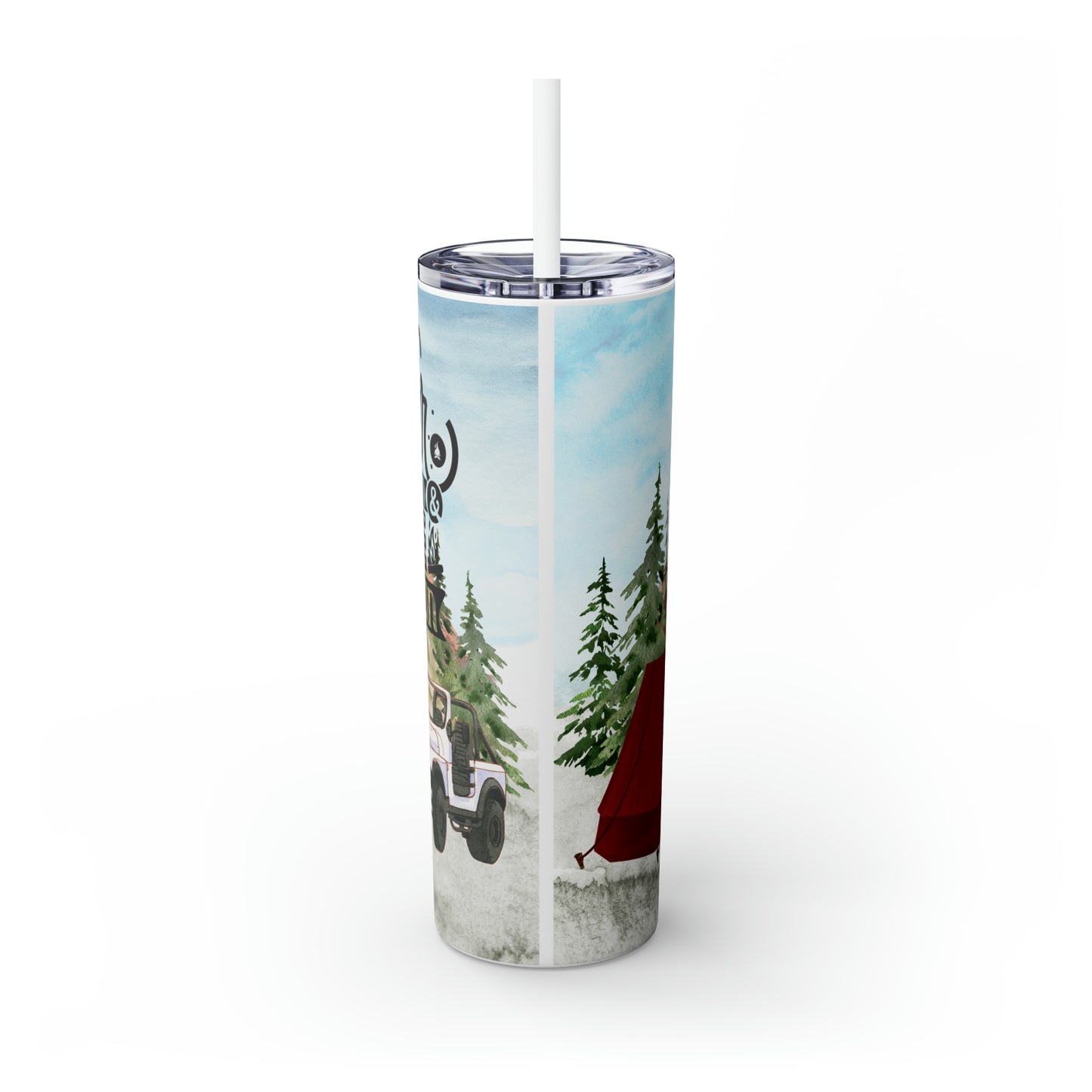 Skinny Tumbler with Straw, 20oz, Camping