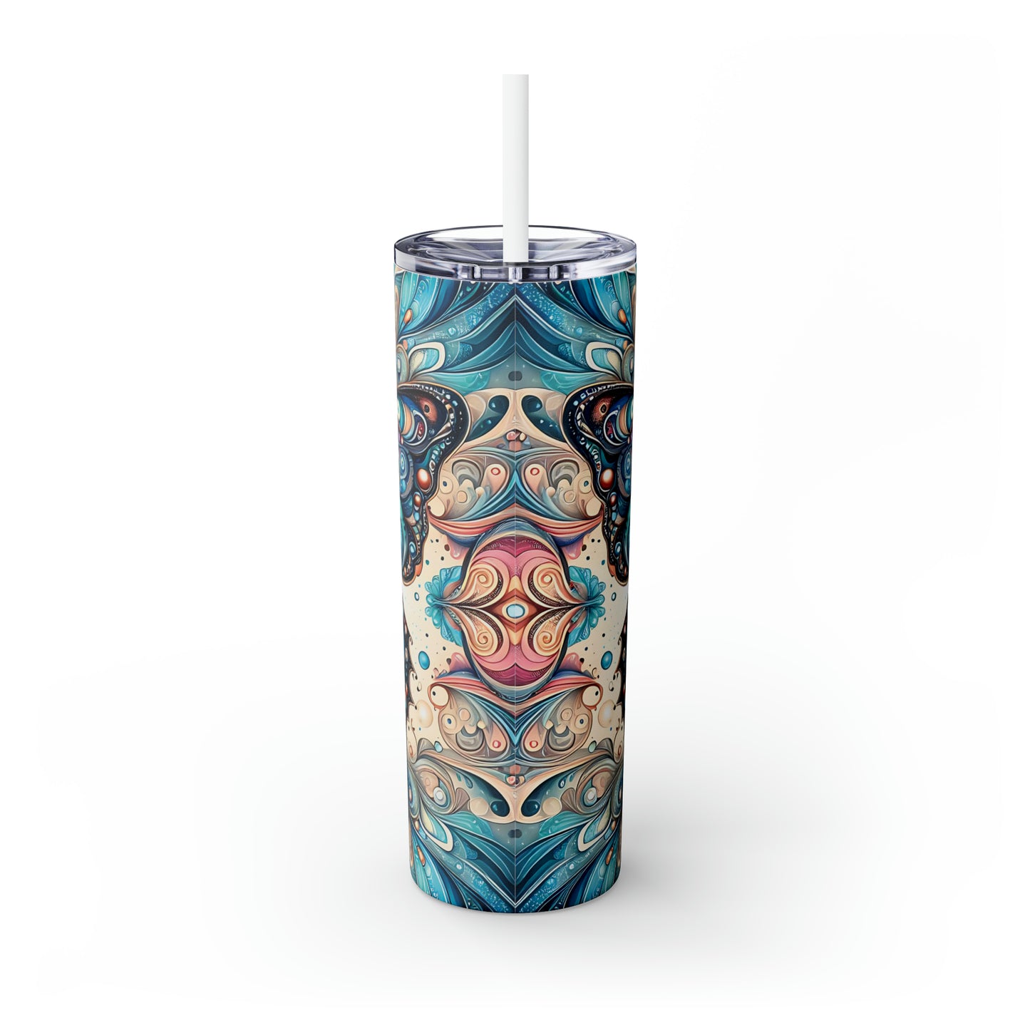 Skinny Tumbler with Straw, 20oz, Butterfly