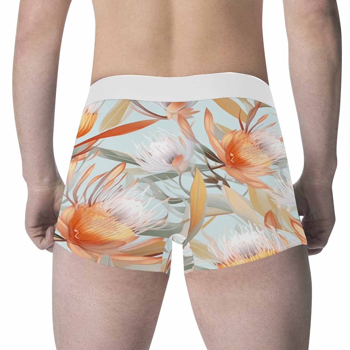 Australian Floral Green Men's All Over Print Boxer Briefs (Made In AUS)