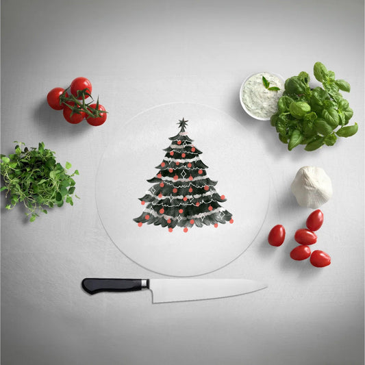 Personalised Christmas, Glass Chopping Board Round 30cm