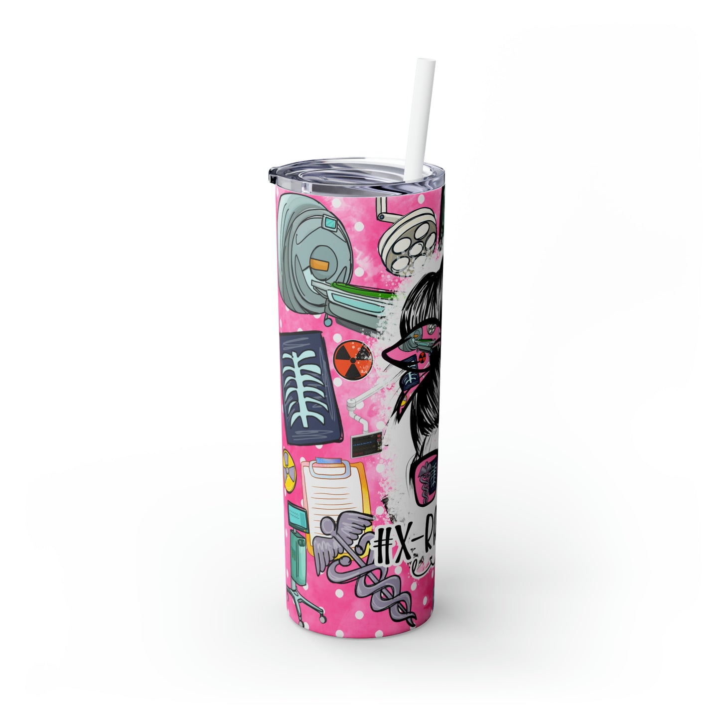 Skinny Tumbler with Straw, 20oz, Occupations, Xray Tech