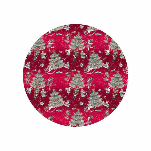 Red Christmas  Circular Micro Fleece Blanket 47"