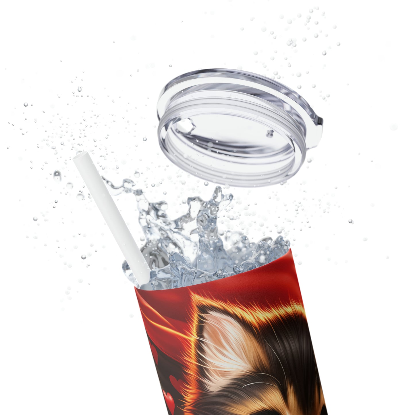 Skinny Tumbler with Straw, 20oz, Cat, Valentines Day, awd-865