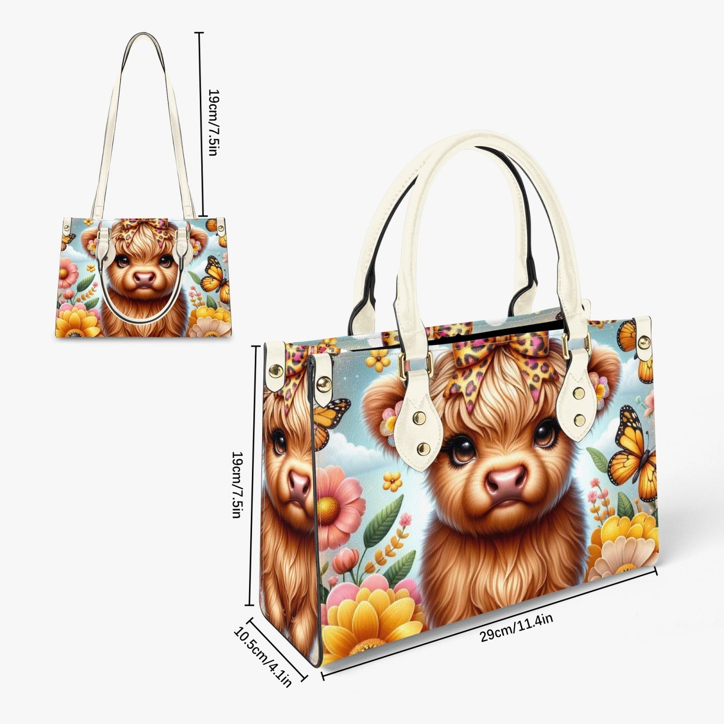 Women's Tote Bag - Long Strap - Highland Cow