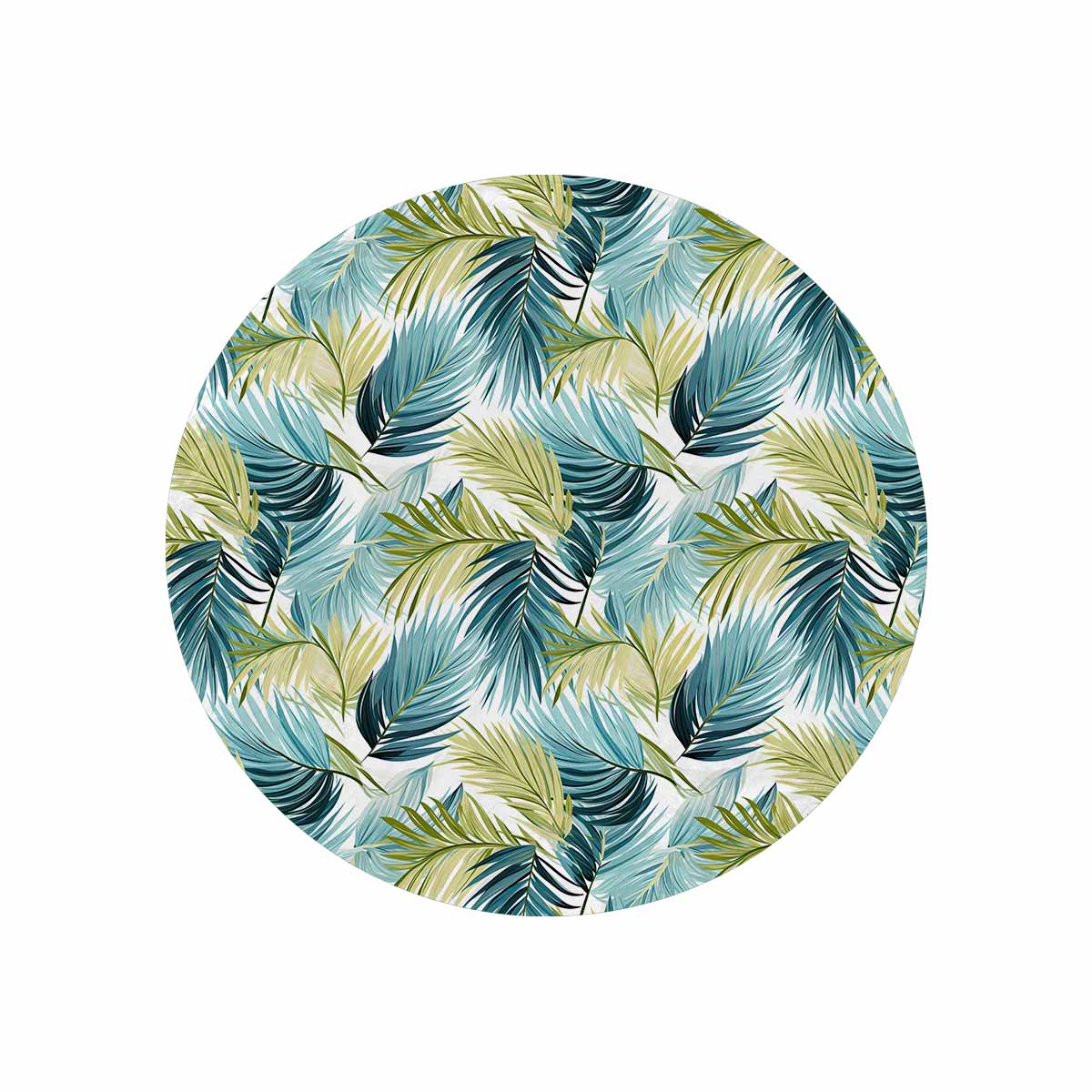 Palm Leaves Blue Green  Circular Micro Fleece Blanket 60"