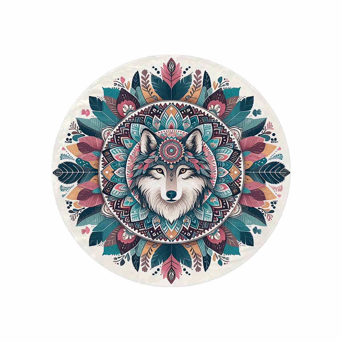 Mandella_Wolf_Awd35139_39  Circular Micro Fleece Blanket 60"