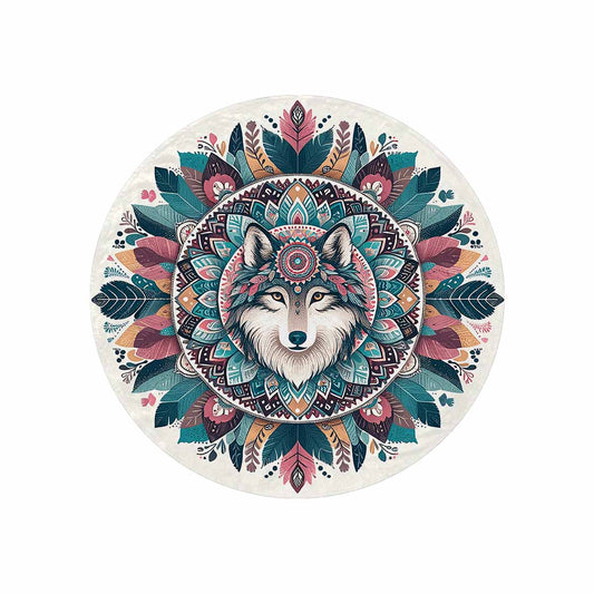Mandella_Wolf_Awd35139_39  Circular Micro Fleece Blanket 60"